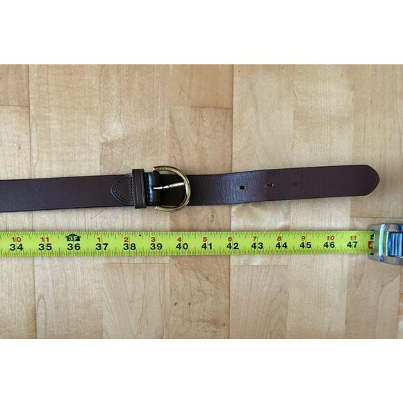 NWT Ralph Lauren Tri Strap Leather D Ring Equestrian Belt Brown Brass Gold 1X